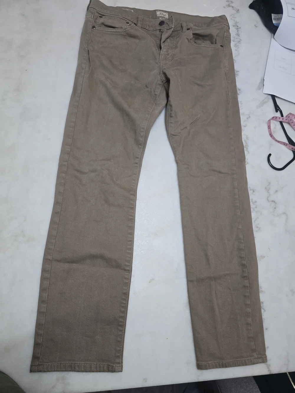 J. Crew Men's Straight-Fit Garment-Dyed Five-Pocket Pants - Olive